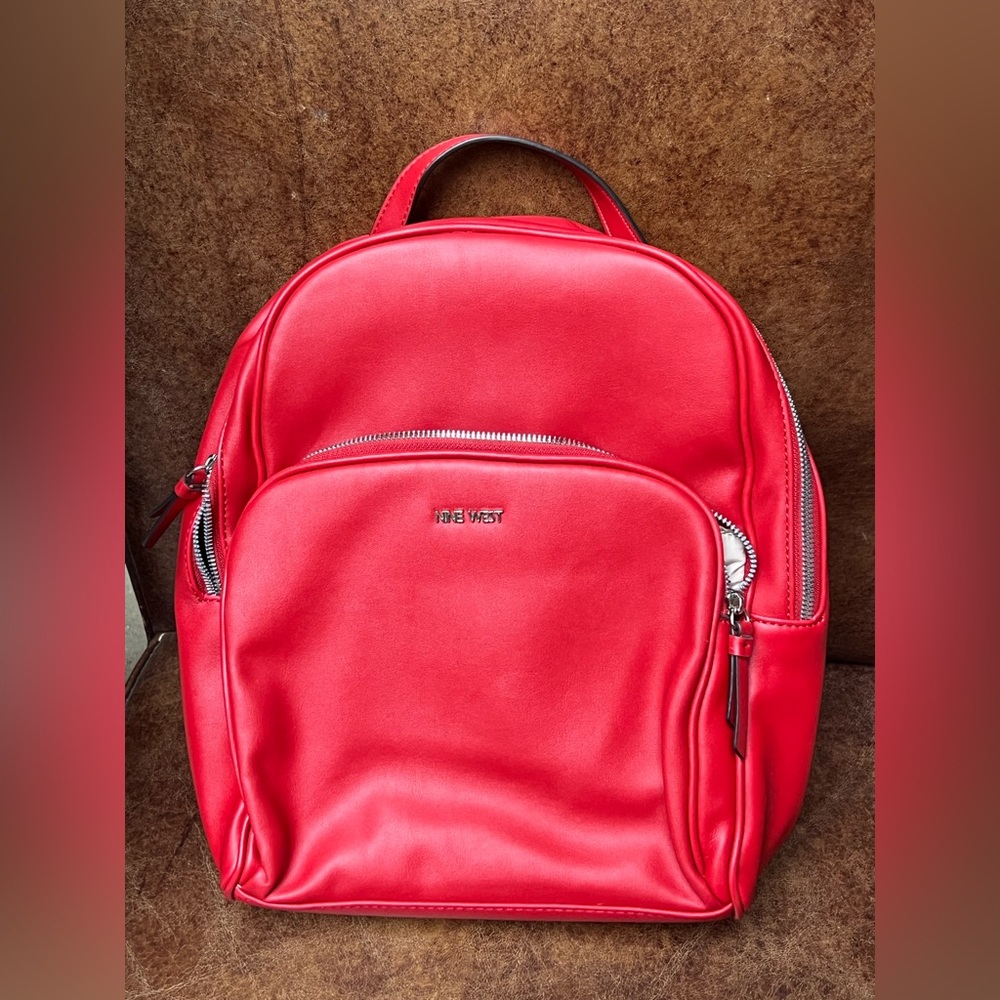 Nine West red leather backpack